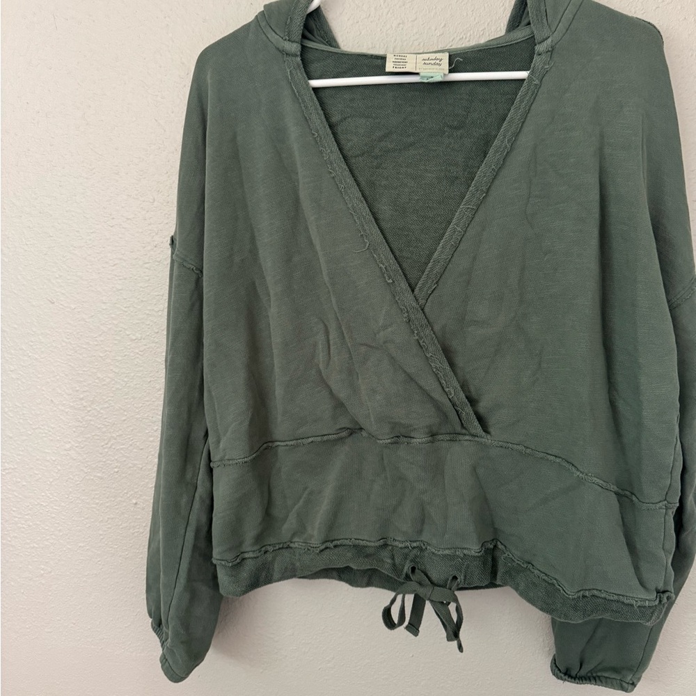 Anthropologie Green Wrap Sweater